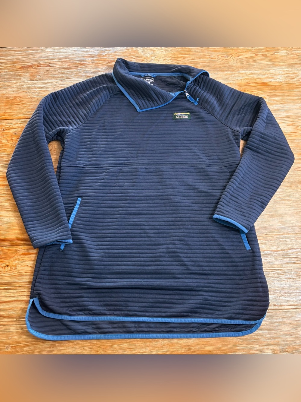 L.L. Bean Airlight Knit Asymmetrical 1/4 Zip Pullover Womens Medium Blue